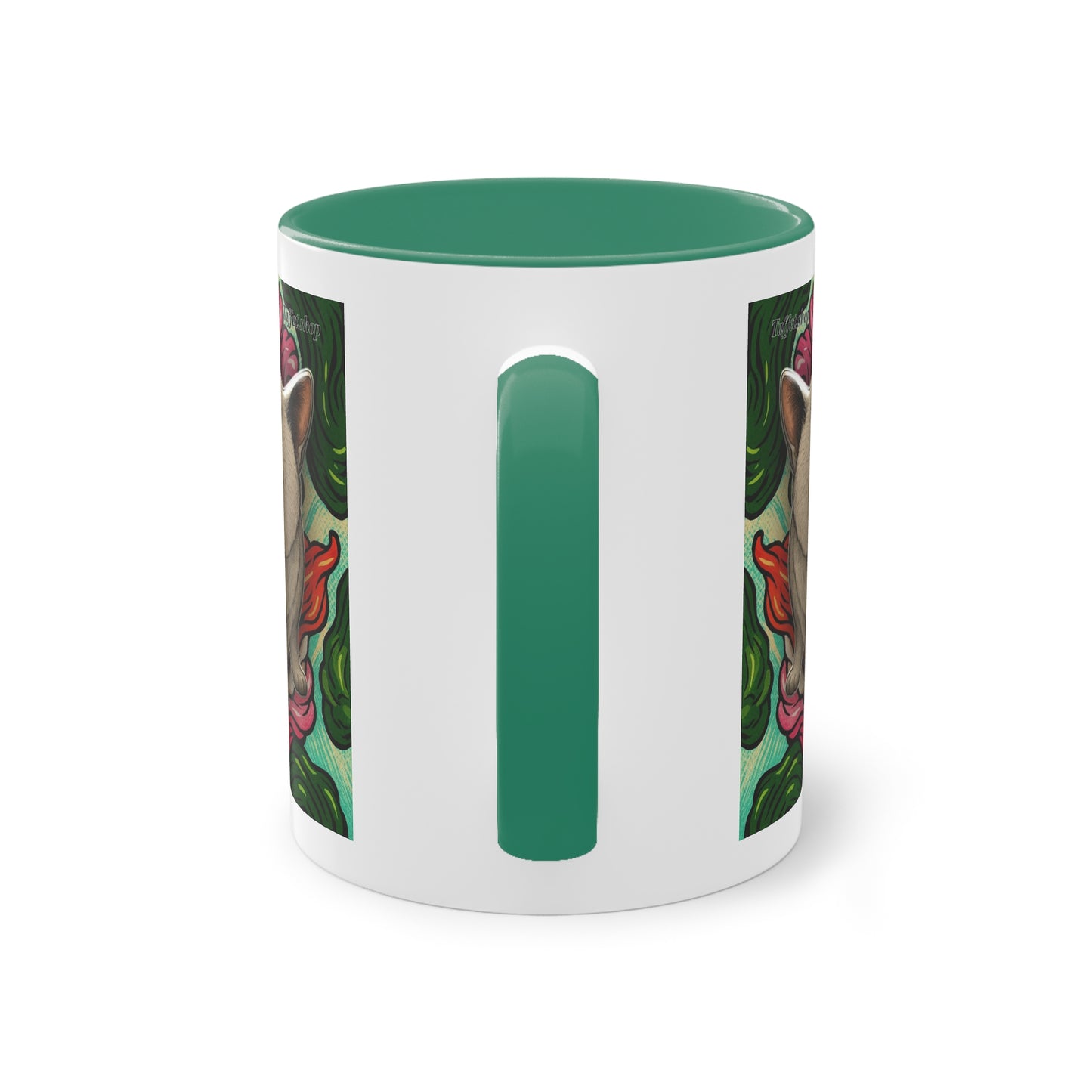 Tasse – Katze BKH/BSH mit Blume im Comic-Stil, 325 ml