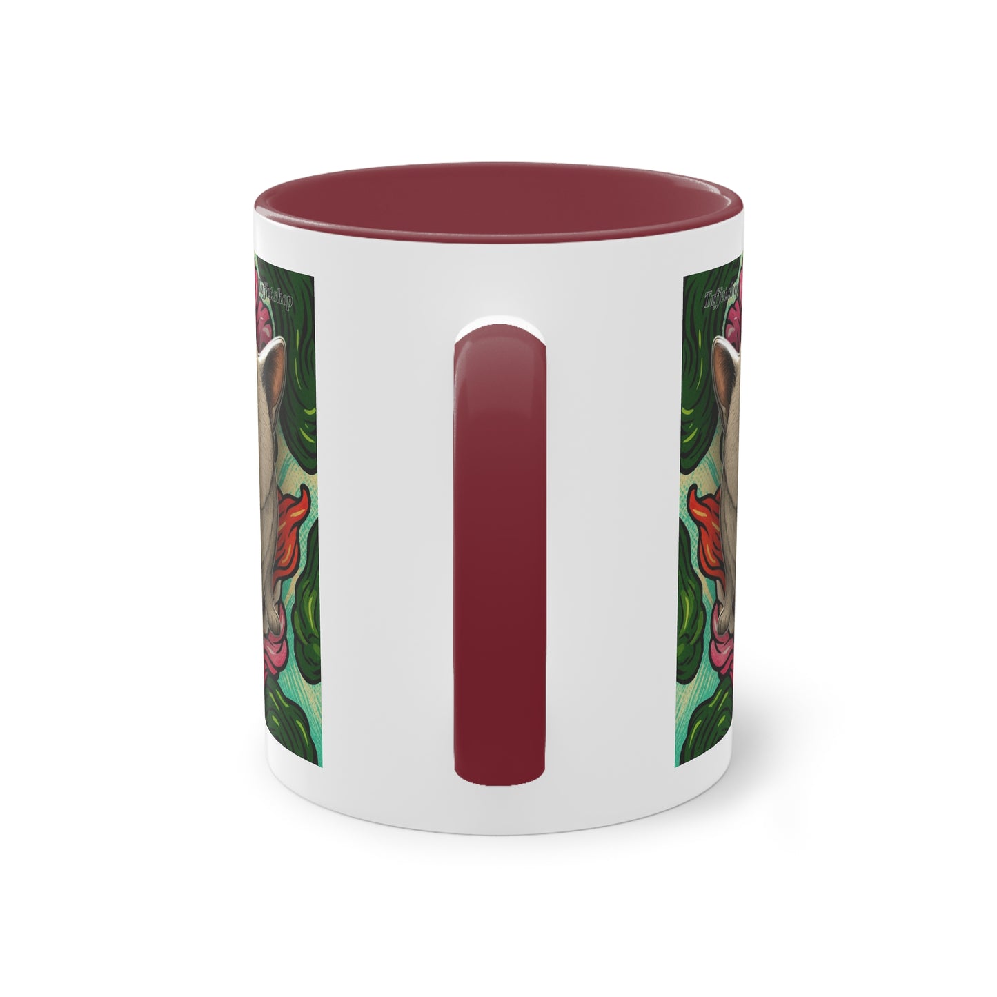 Tasse – Katze BKH/BSH mit Blume im Comic-Stil, 325 ml