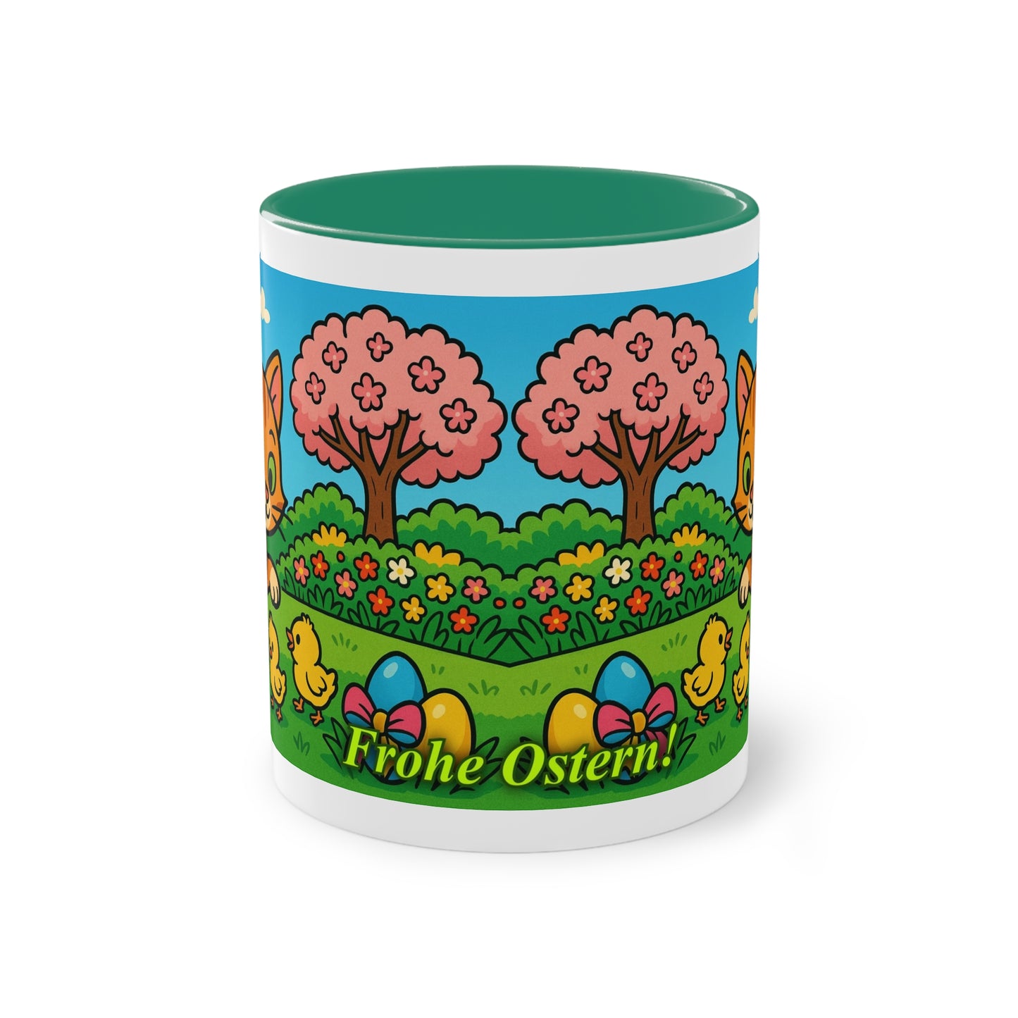 Tasse – „Katze & Küken“, Ostern/Frühling, 325 ml