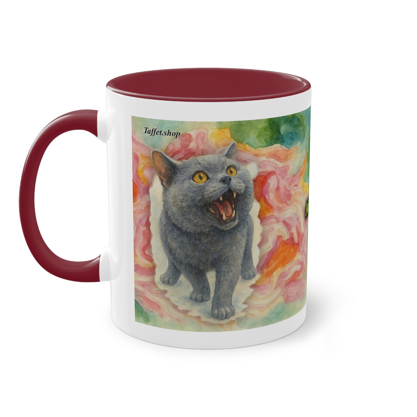 Tasse – Katze BKH/BSH mit Blume im Aquarell-Stil, 325 ml