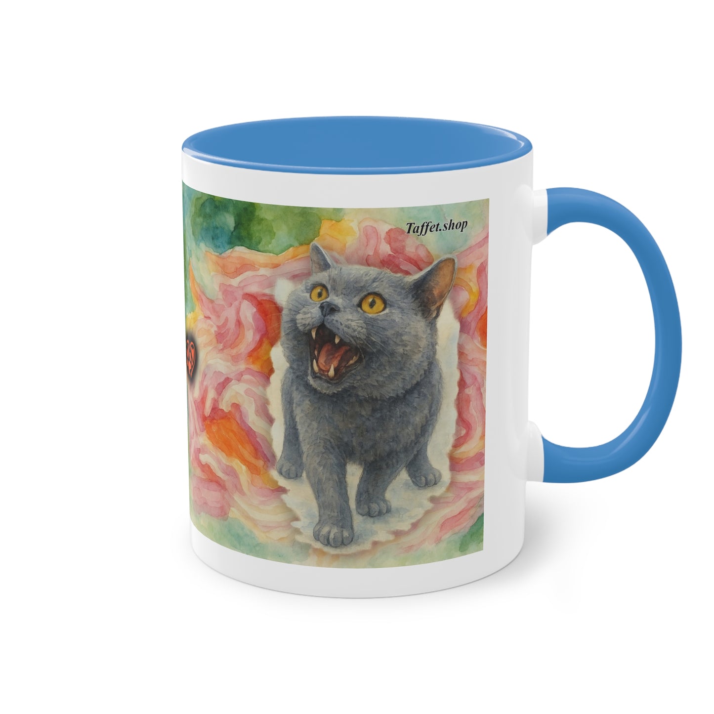 Tasse – Katze BKH/BSH mit Blume im Aquarell-Stil, 325 ml