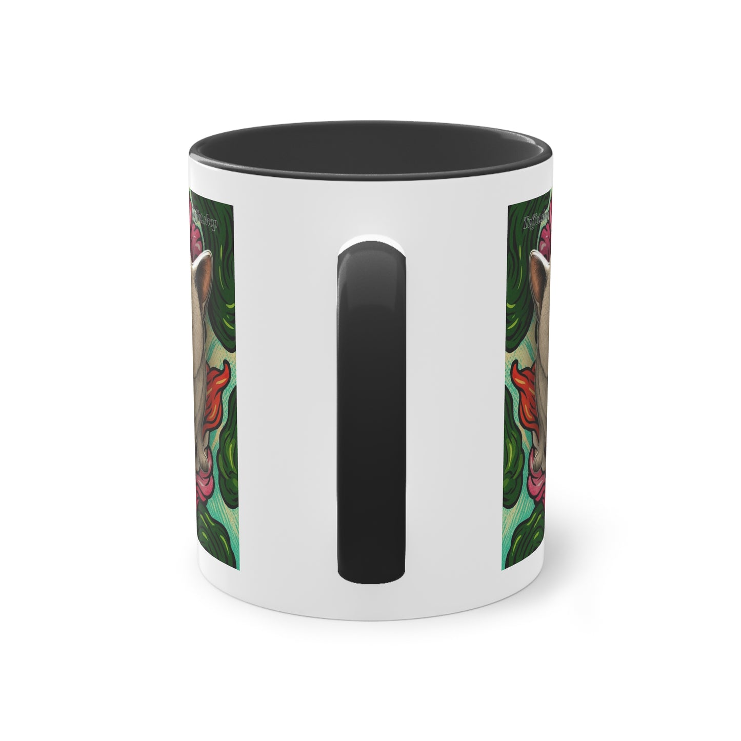 Tasse – Katze BKH/BSH mit Blume im Comic-Stil, 325 ml