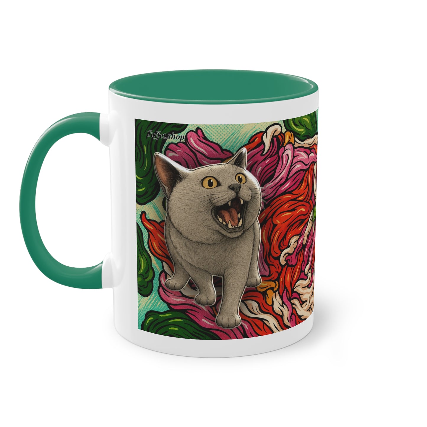 Tasse – Katze BKH/BSH mit Blume im Comic-Stil, 325 ml