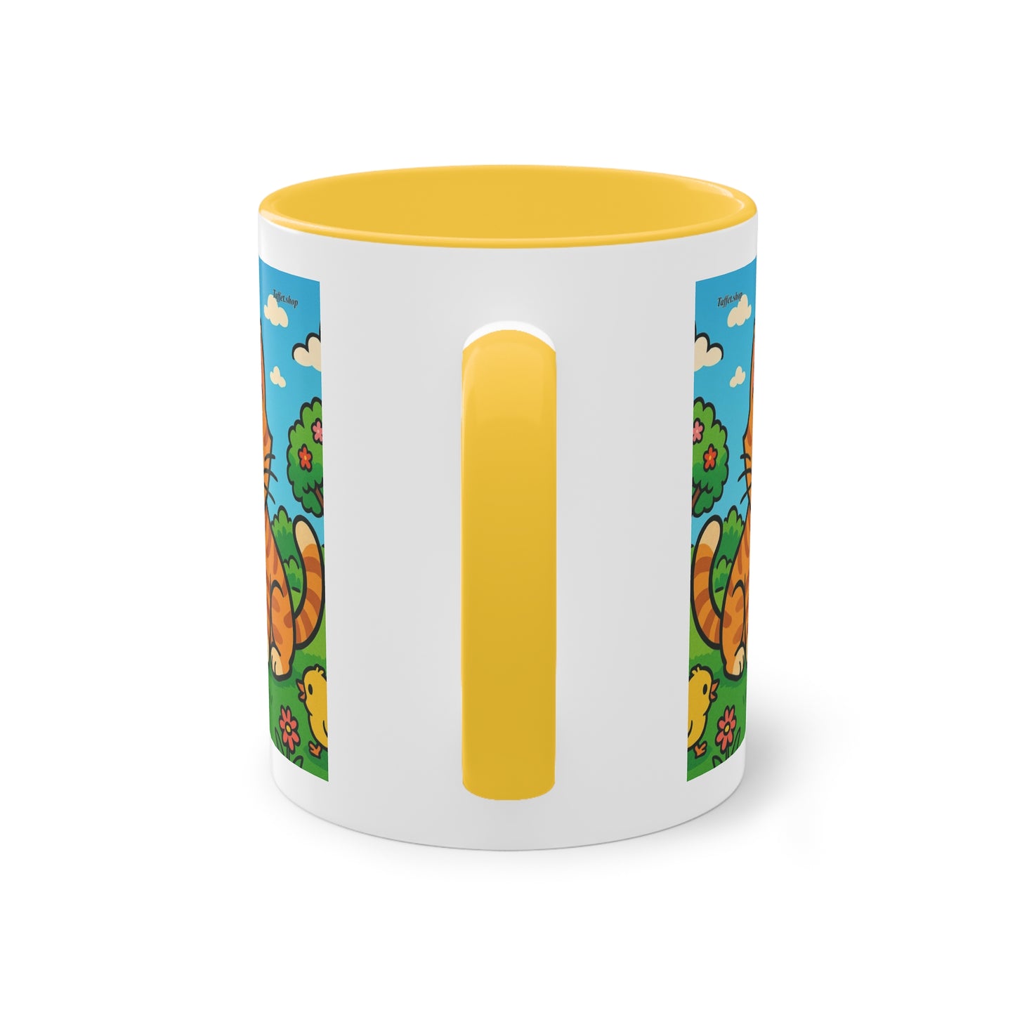 Tasse – „Katze & Küken“, Ostern/Frühling, 325 ml