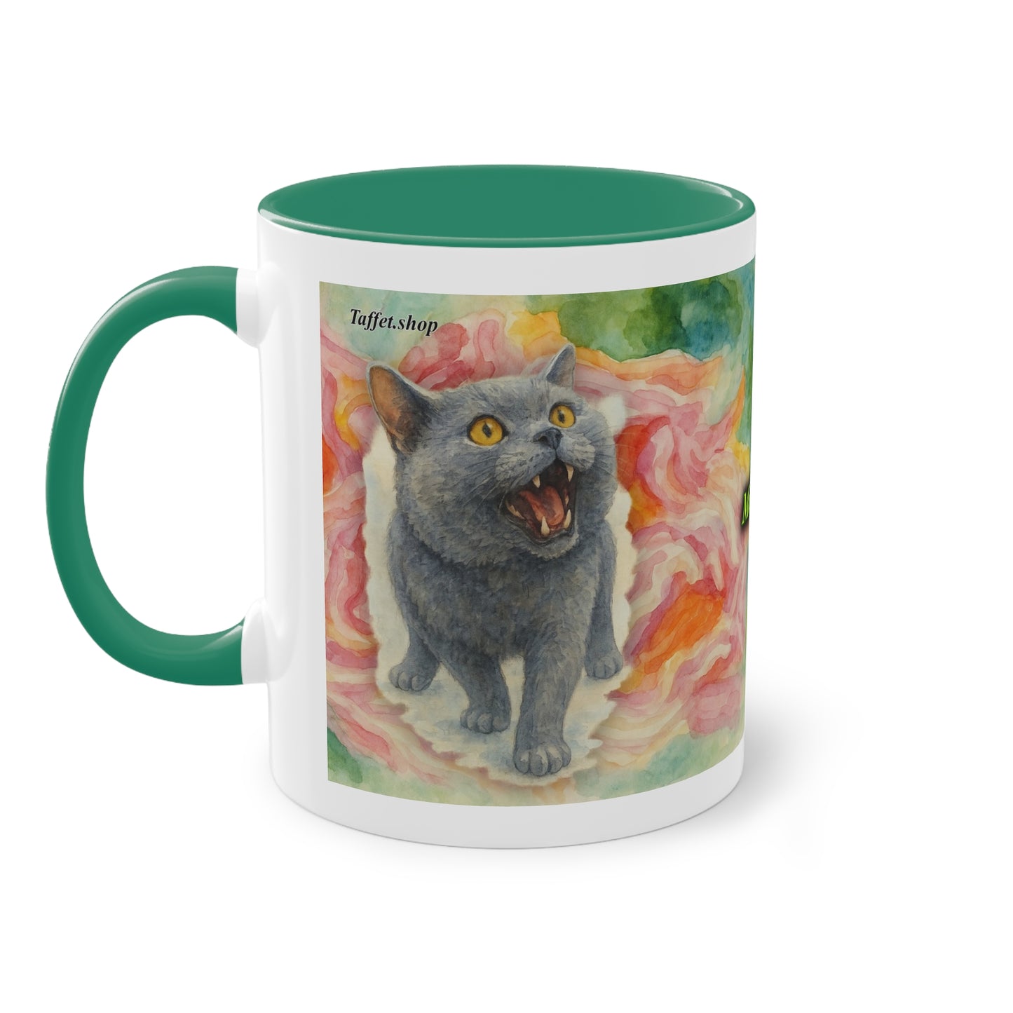 Tasse – Katze BKH/BSH mit Blume im Aquarell-Stil, 325 ml