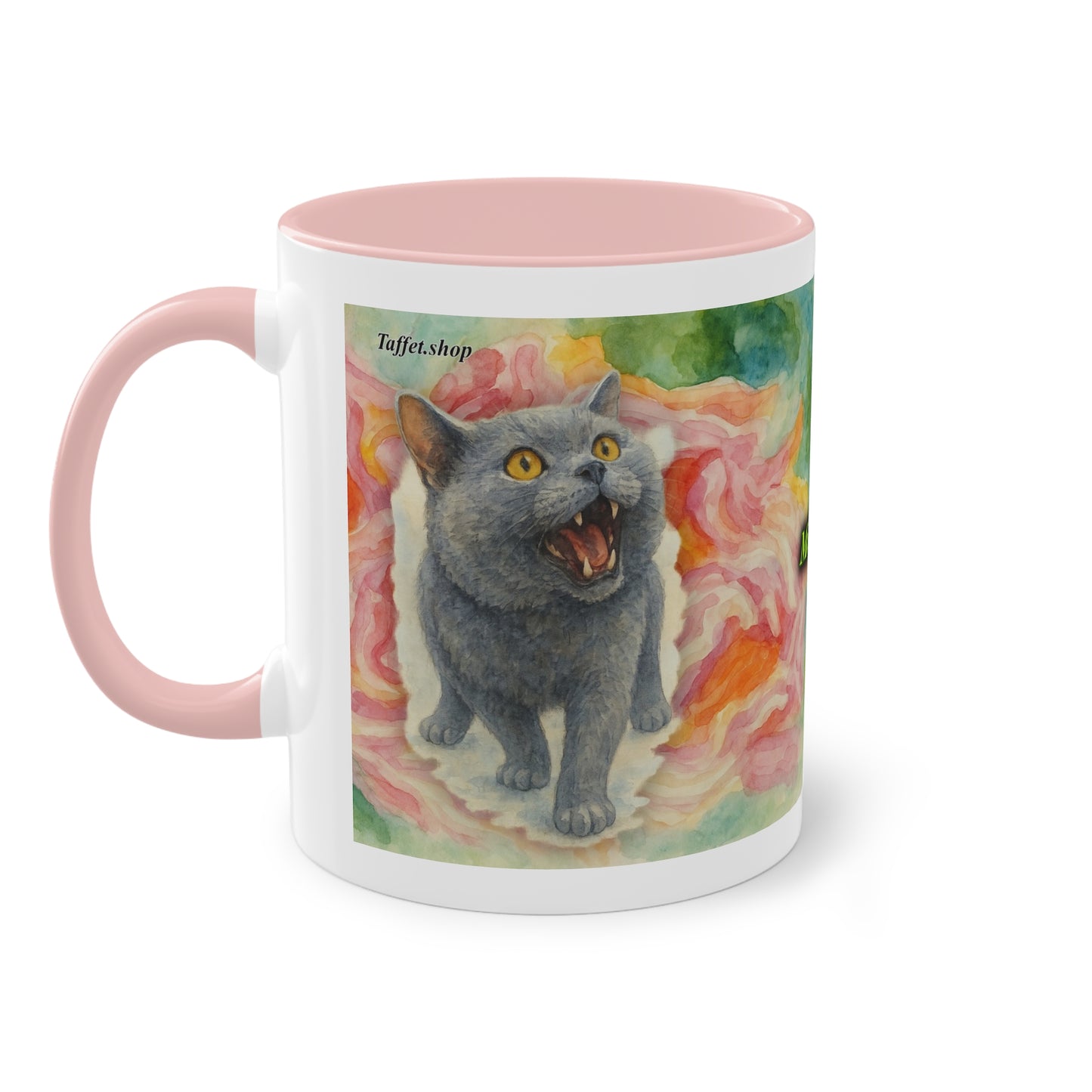 Tasse – Katze BKH/BSH mit Blume im Aquarell-Stil, 325 ml