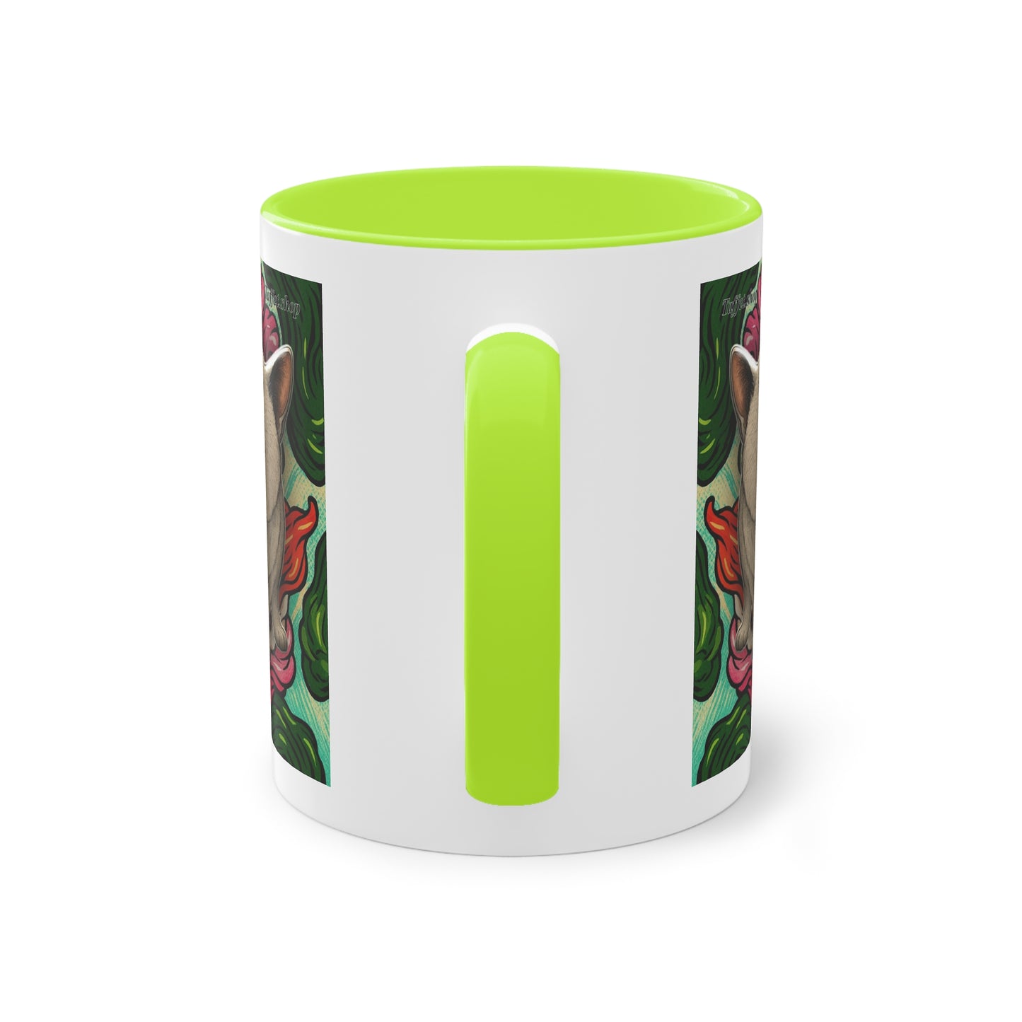 Tasse – Katze BKH/BSH mit Blume im Comic-Stil, 325 ml