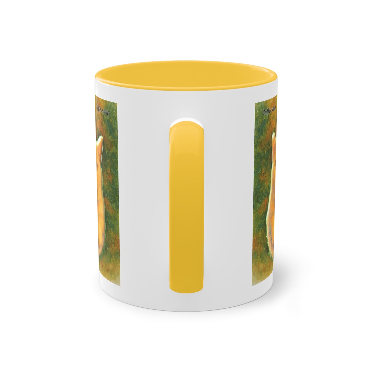 Tasse – Rote Katze mit Bäumen und blauem Himmel im Aquarell-Stil, 325 ml