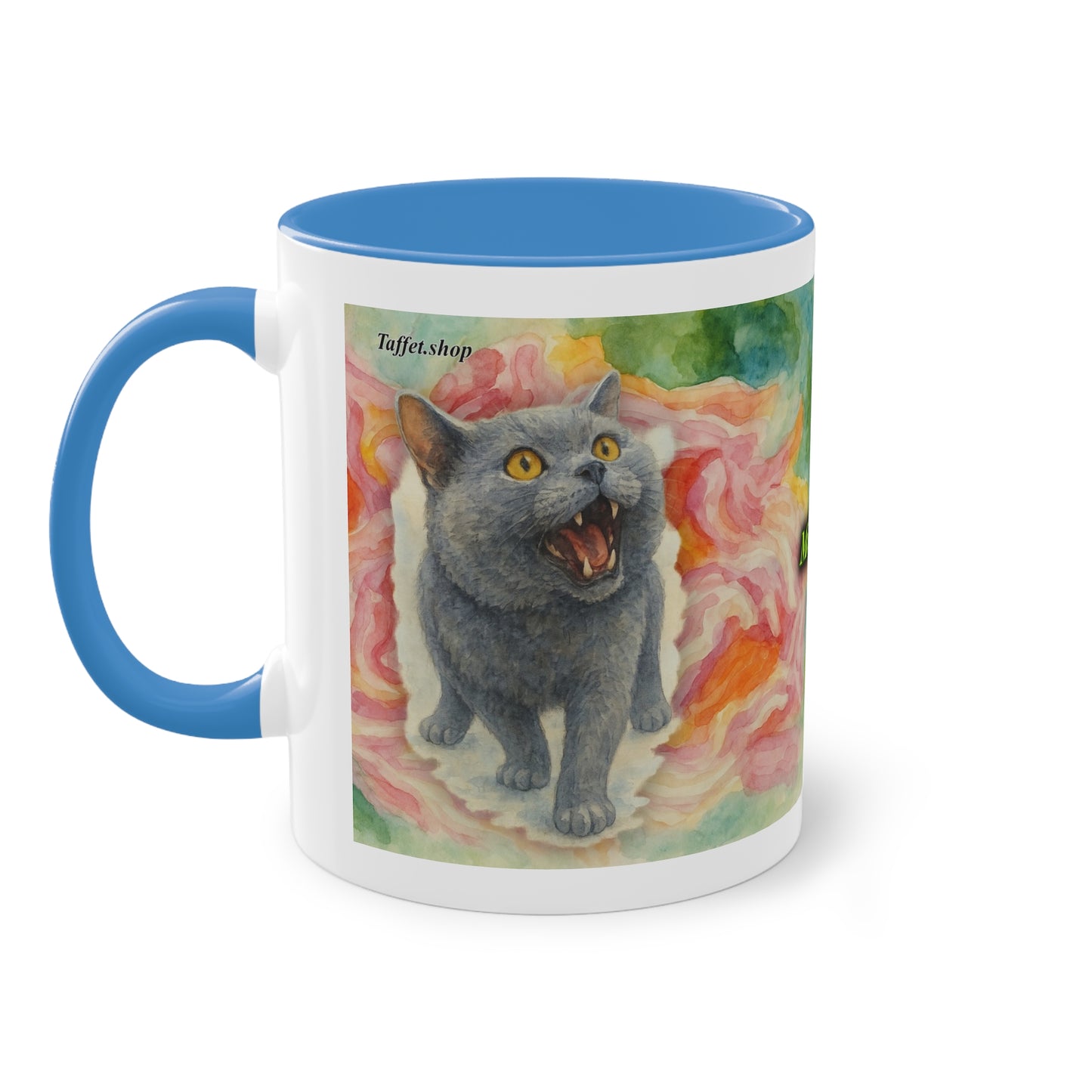 Tasse – Katze BKH/BSH mit Blume im Aquarell-Stil, 325 ml