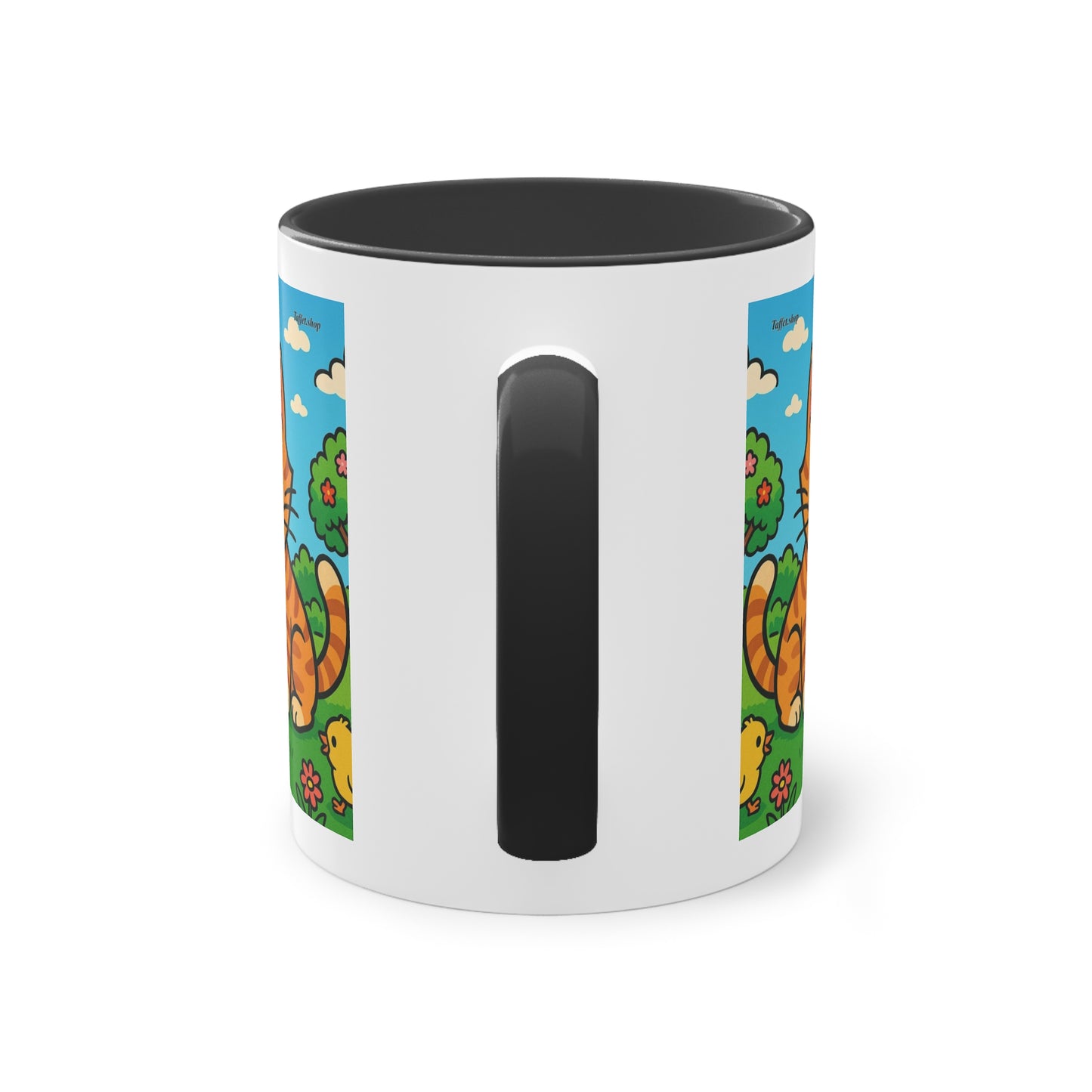 Tasse – „Katze & Küken“, Ostern/Frühling, 325 ml
