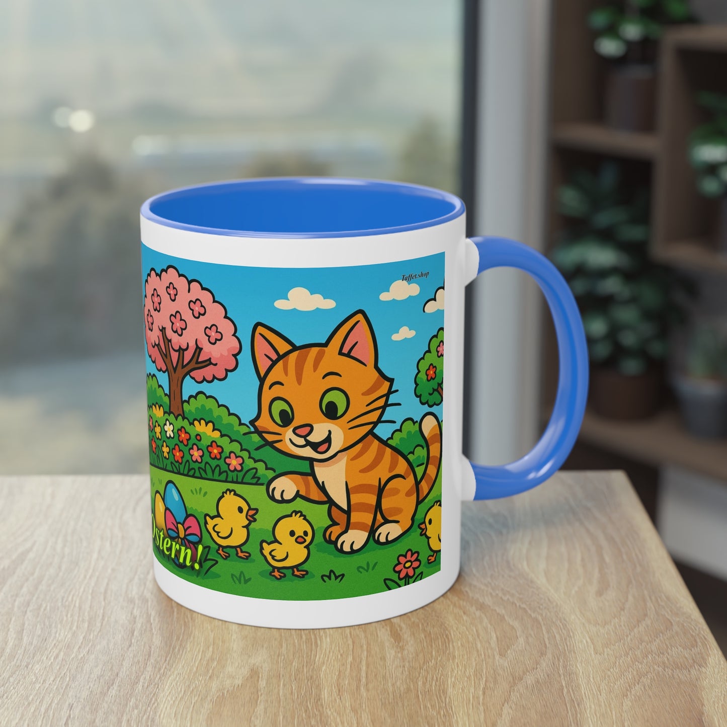 Tasse – „Katze & Küken“, Ostern/Frühling, 325 ml