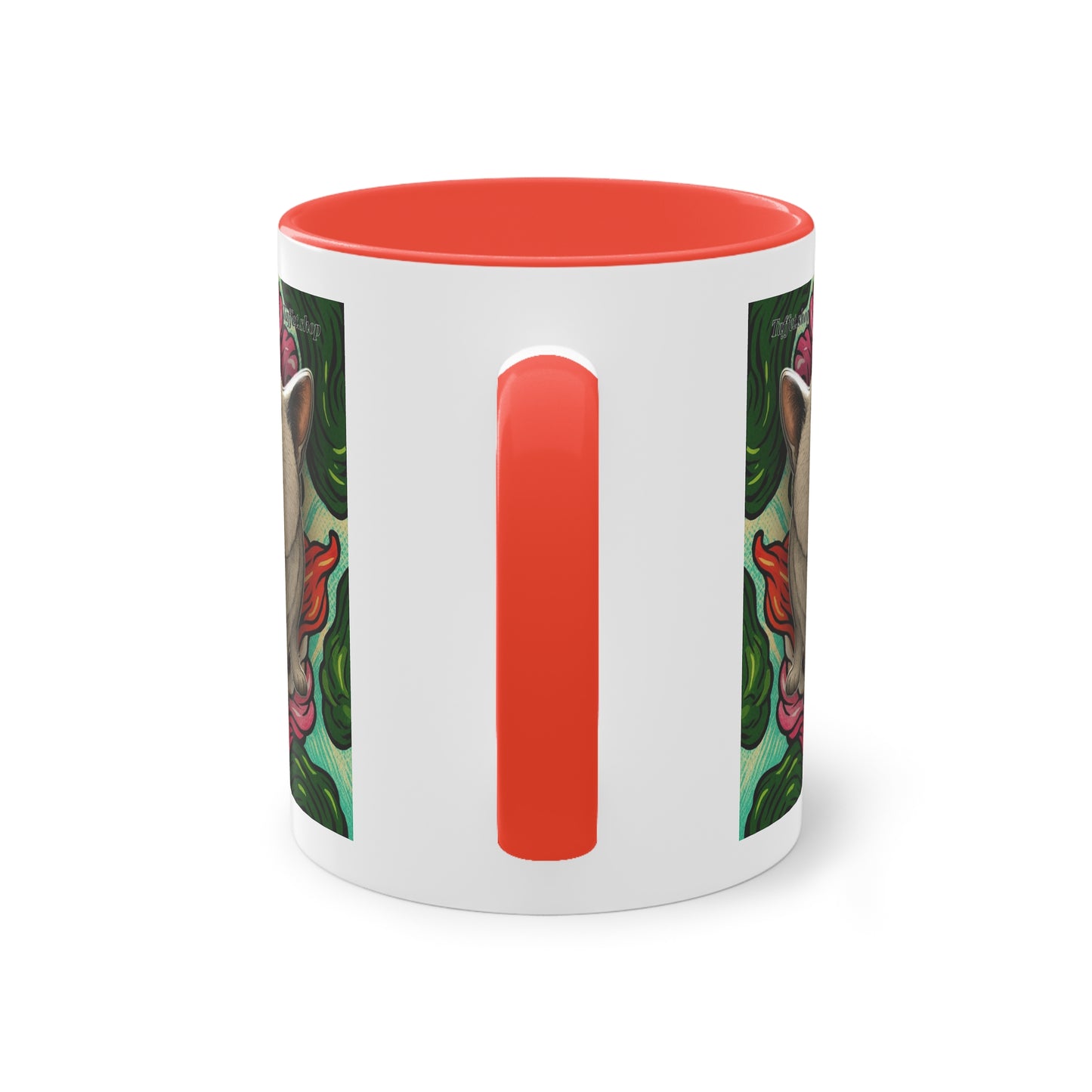 Tasse – Katze BKH/BSH mit Blume im Comic-Stil, 325 ml