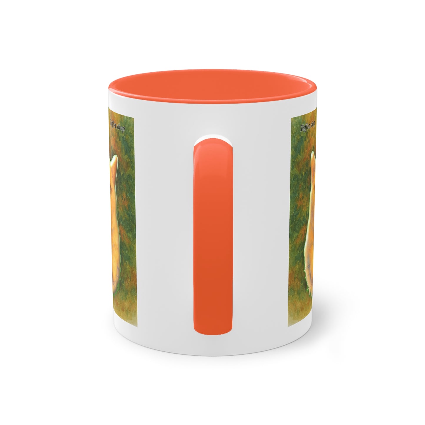 Tasse – Rote Katze mit Bäumen und blauem Himmel im Aquarell-Stil, 325 ml