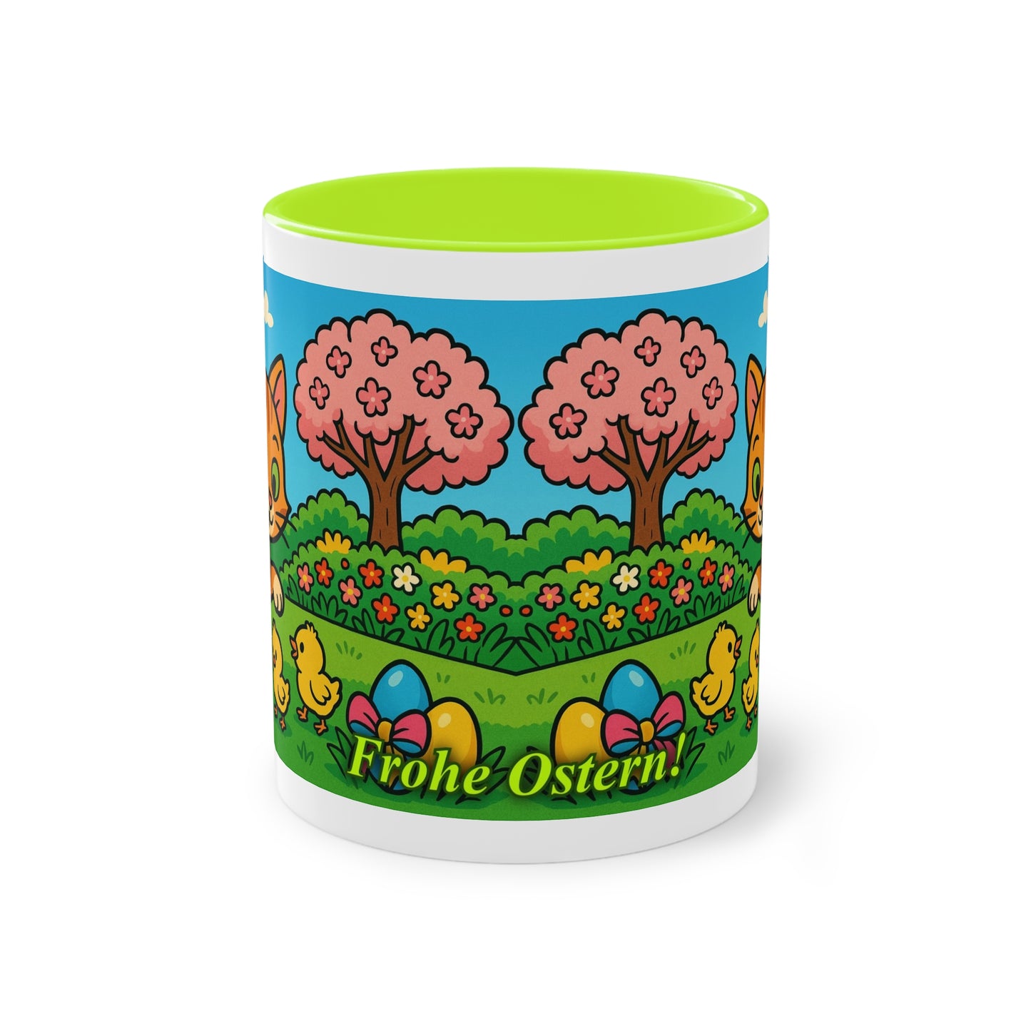 Tasse – „Katze & Küken“, Ostern/Frühling, 325 ml