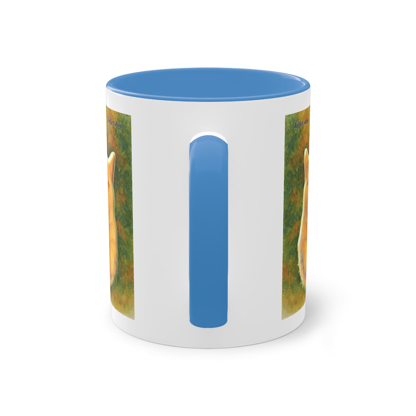 Tasse – Rote Katze mit Bäumen und blauem Himmel im Aquarell-Stil, 325 ml