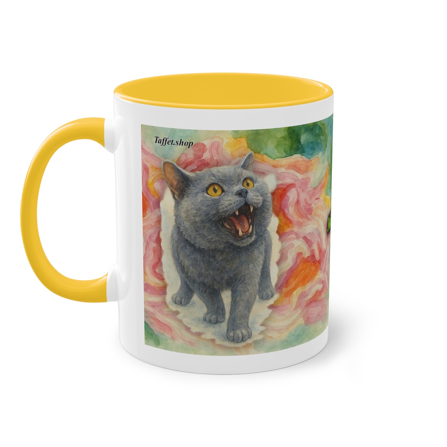 Tasse – Katze BKH/BSH mit Blume im Aquarell-Stil, 325 ml