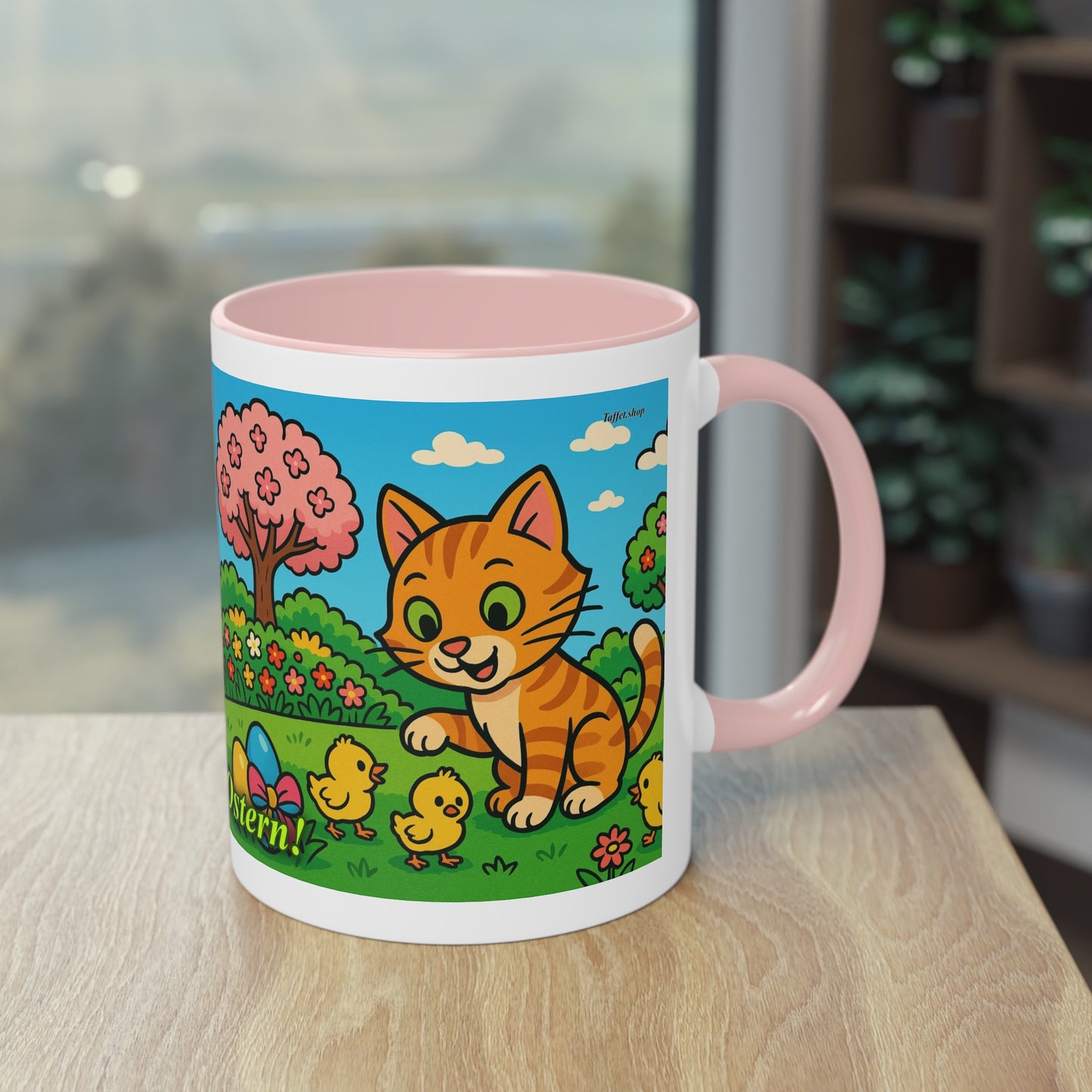 Tasse – „Katze & Küken“, Ostern/Frühling, 325 ml