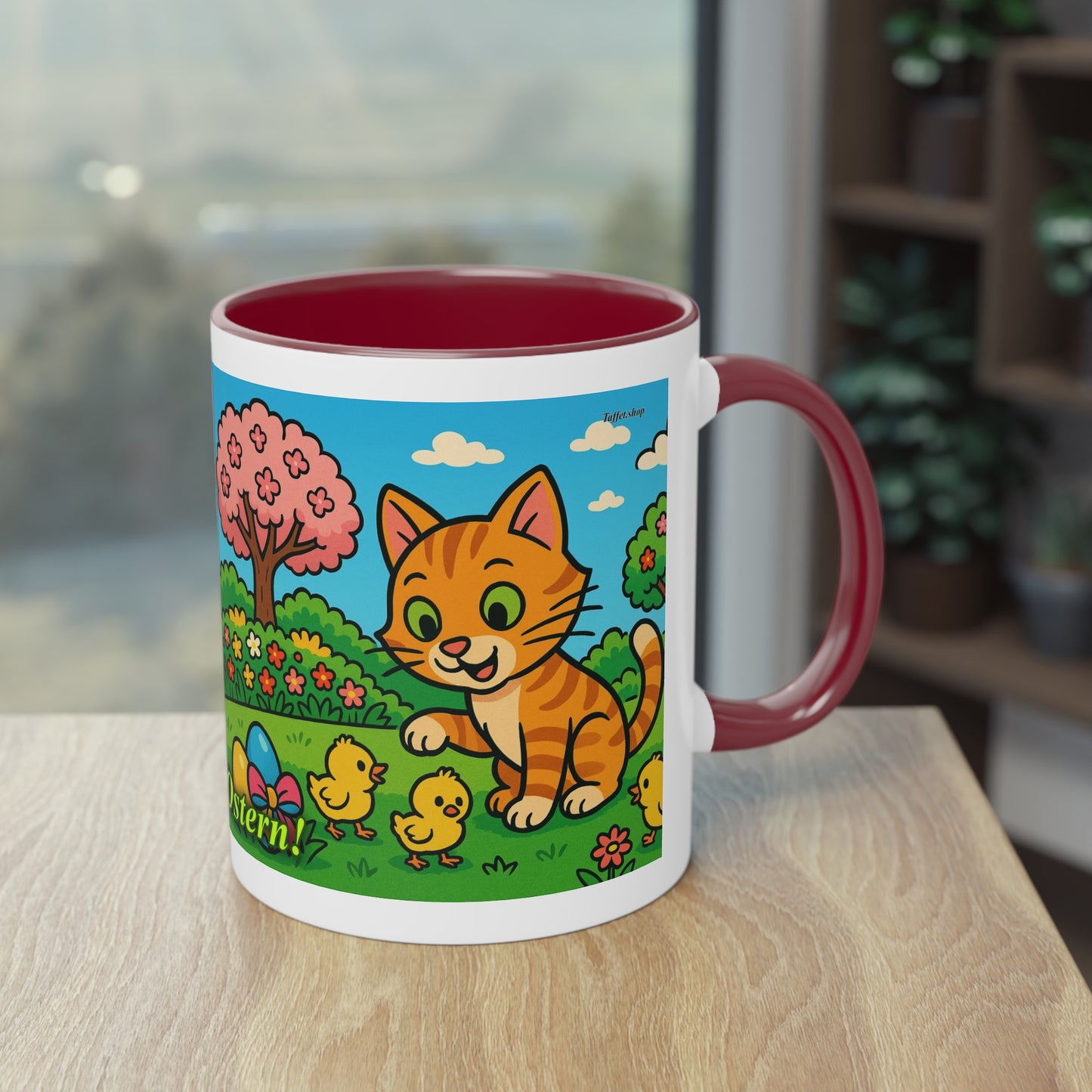 Tasse – „Katze & Küken“, Ostern/Frühling, 325 ml