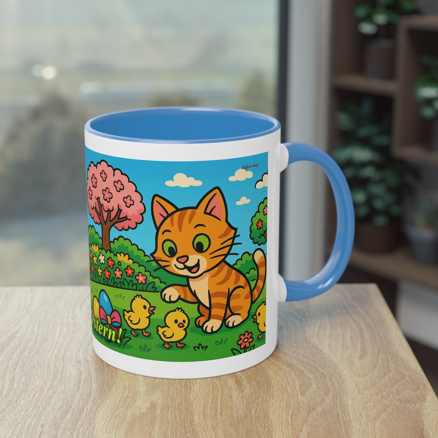 Tasse – „Katze & Küken“, Ostern/Frühling, 325 ml