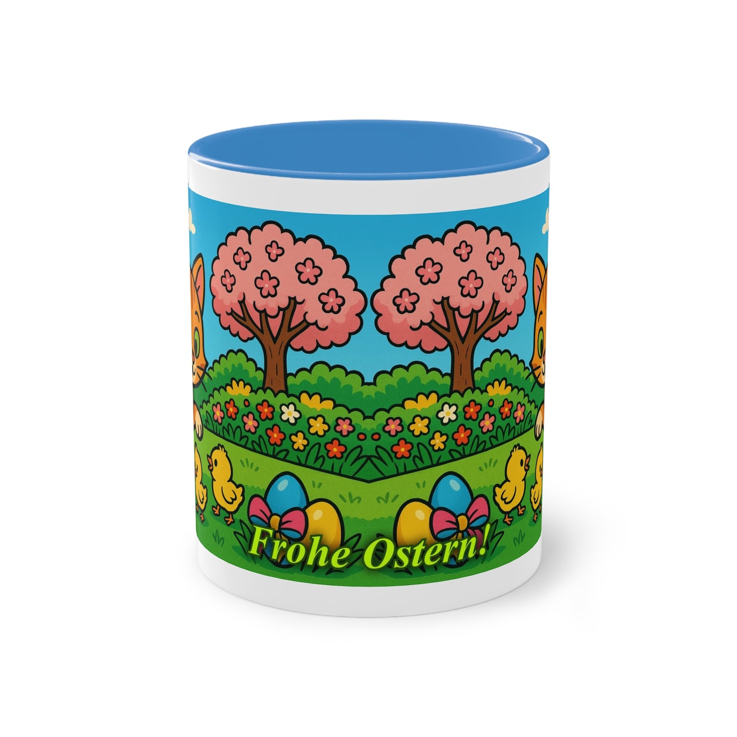 Tasse – „Katze & Küken“, Ostern/Frühling, 325 ml