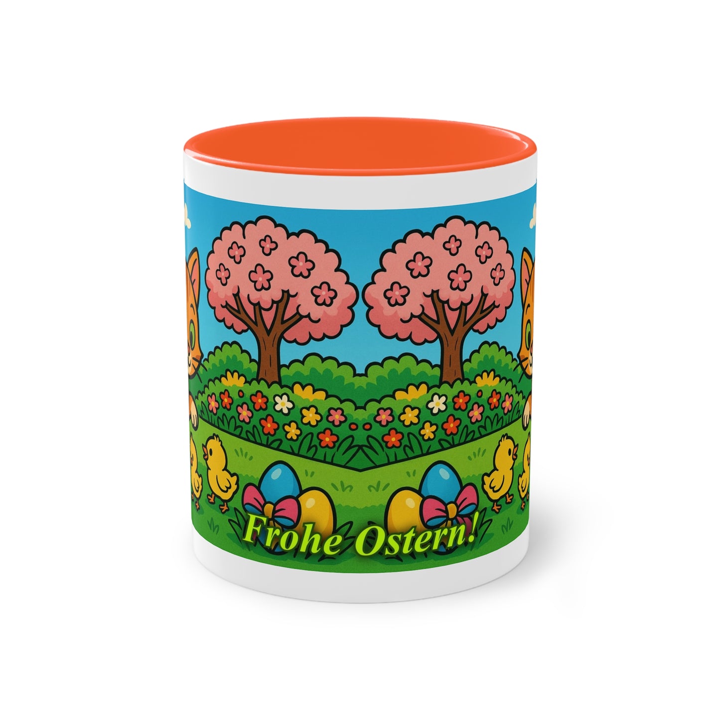 Tasse – „Katze & Küken“, Ostern/Frühling, 325 ml