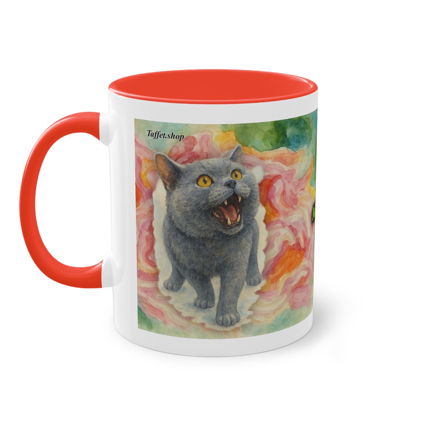 Tasse – Katze BKH/BSH mit Blume im Aquarell-Stil, 325 ml