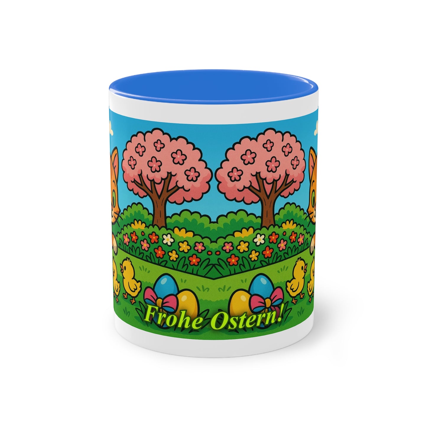 Tasse – „Katze & Küken“, Ostern/Frühling, 325 ml