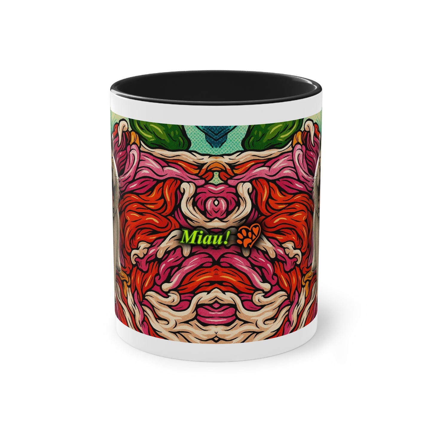 Tasse – Katze BKH/BSH mit Blume im Comic-Stil, 325 ml