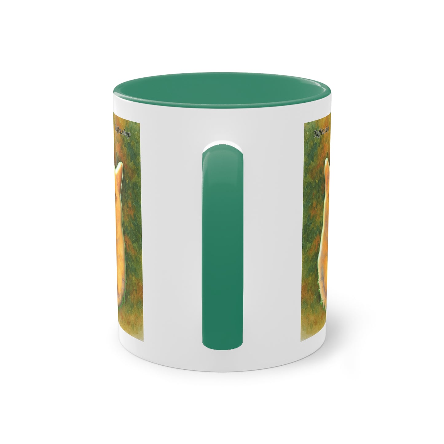 Tasse – Rote Katze mit Bäumen und blauem Himmel im Aquarell-Stil, 325 ml