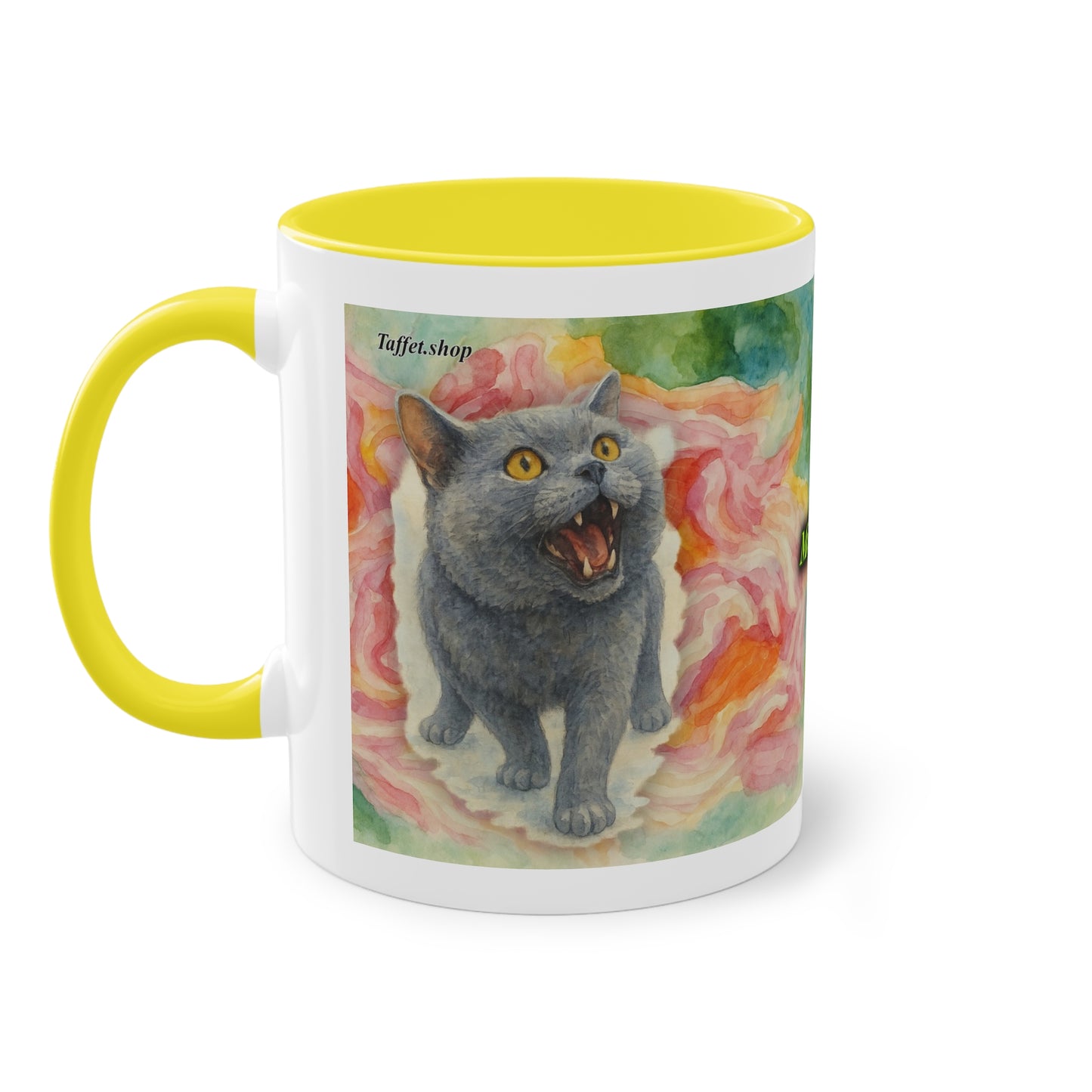 Tasse – Katze BKH/BSH mit Blume im Aquarell-Stil, 325 ml