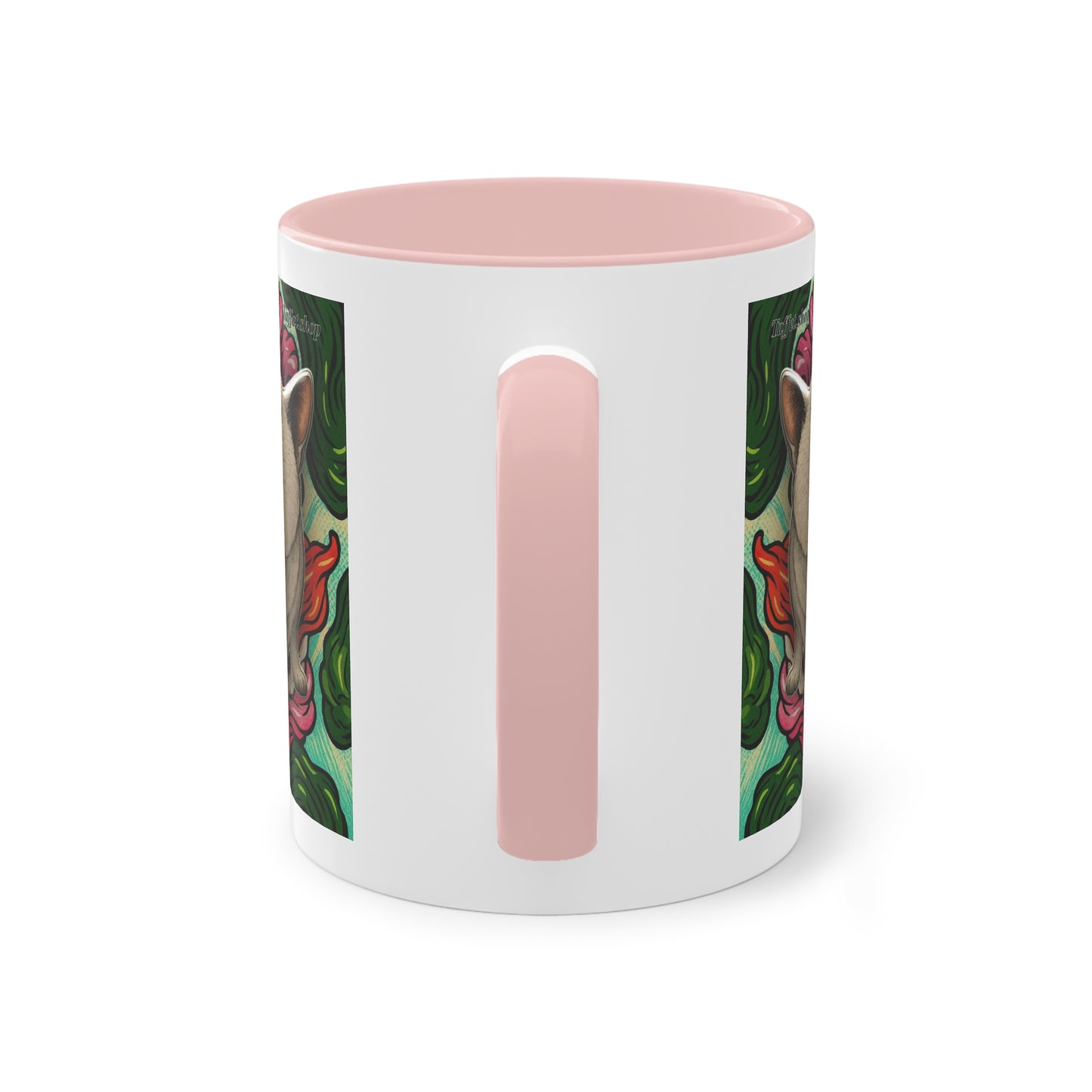 Tasse – Katze BKH/BSH mit Blume im Comic-Stil, 325 ml