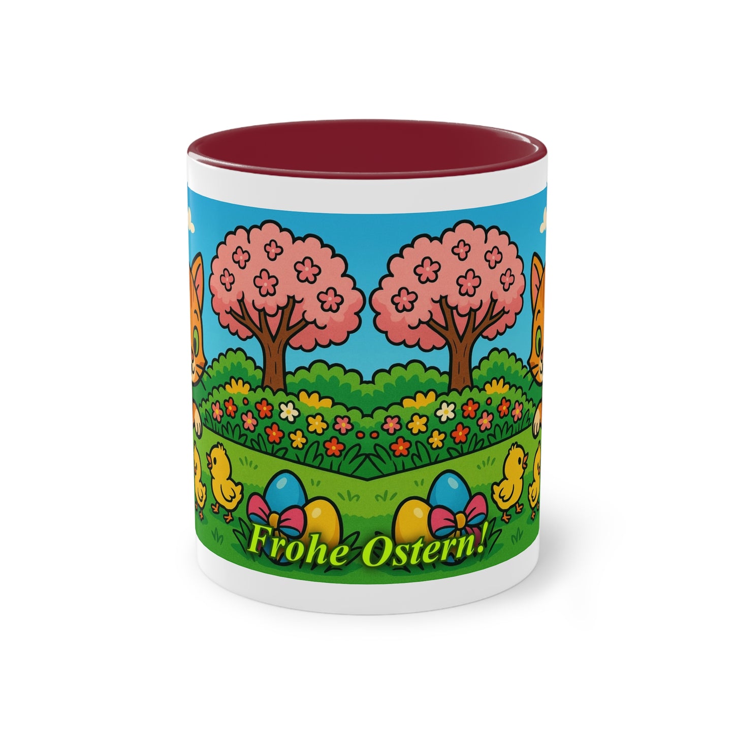 Tasse – „Katze & Küken“, Ostern/Frühling, 325 ml