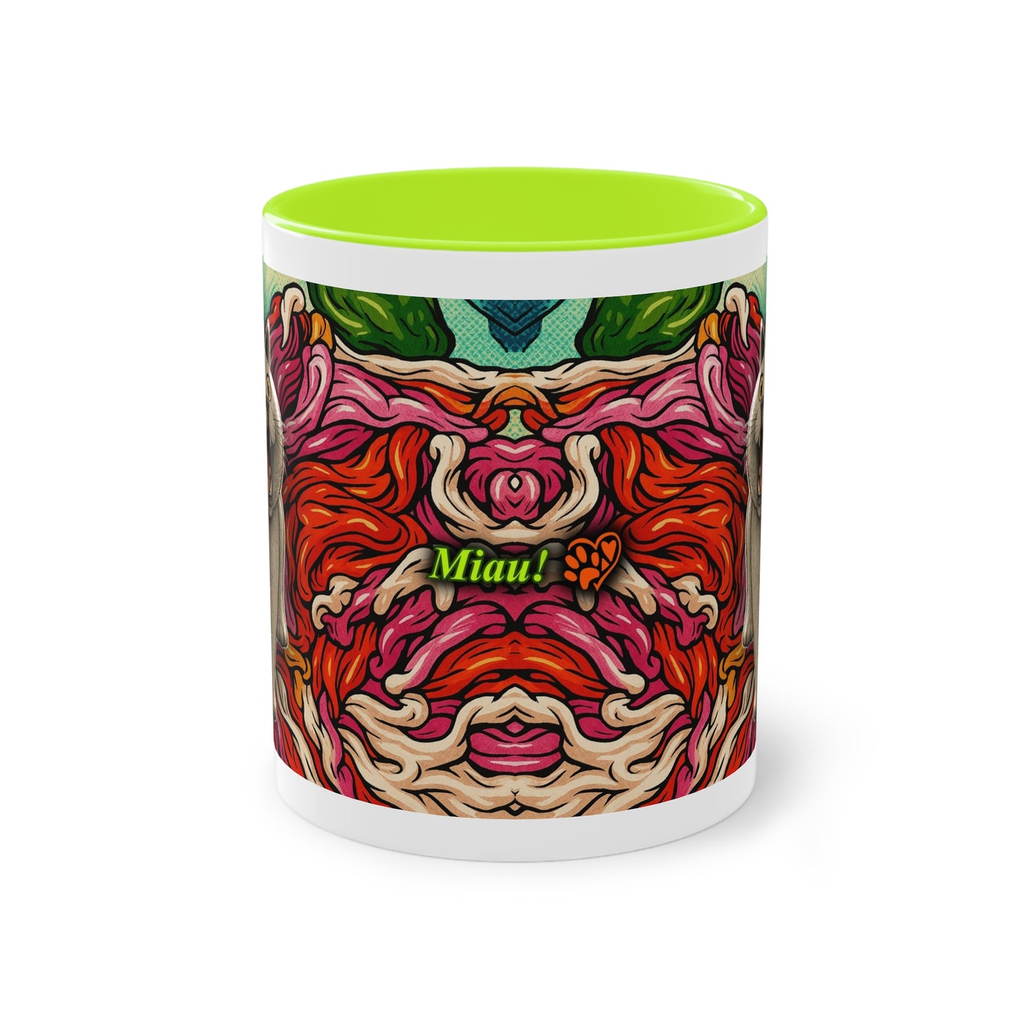 Tasse – Katze BKH/BSH mit Blume im Comic-Stil, 325 ml