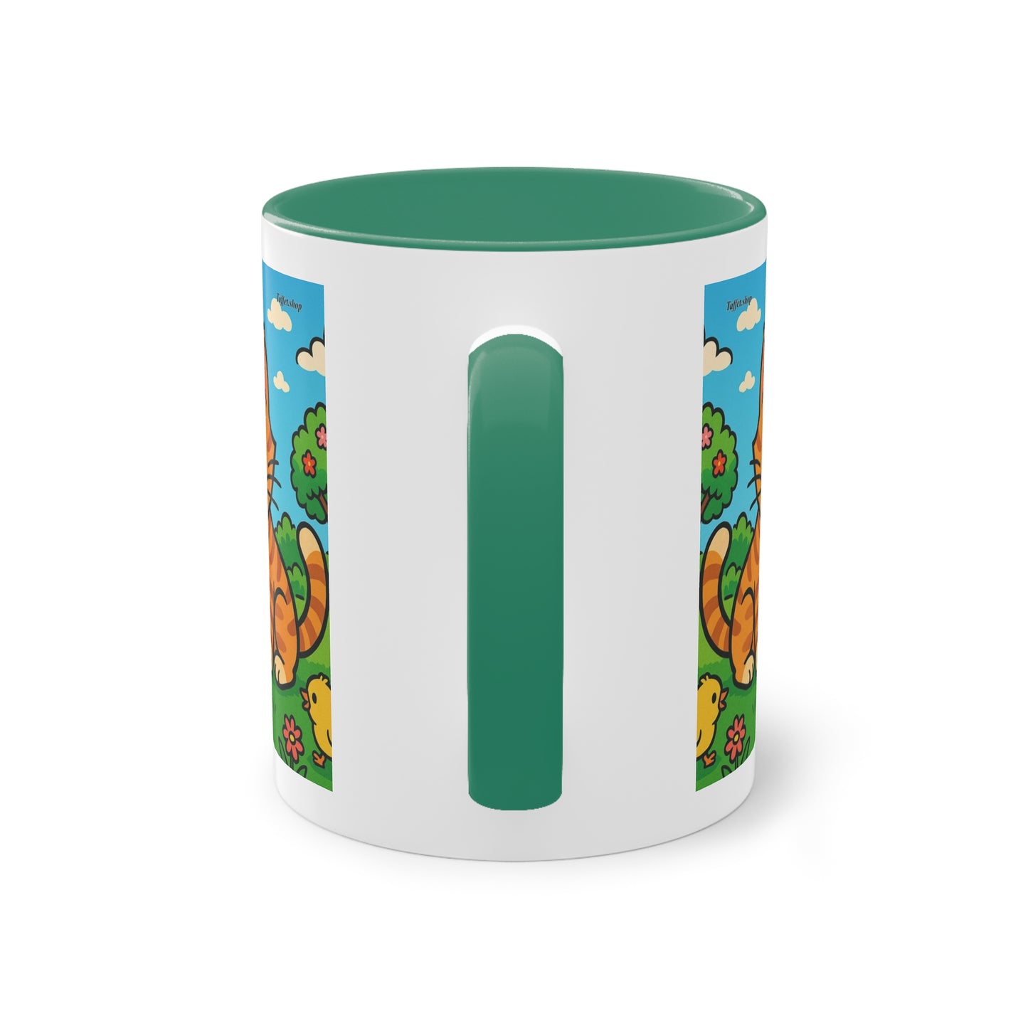 Tasse – „Katze & Küken“, Ostern/Frühling, 325 ml