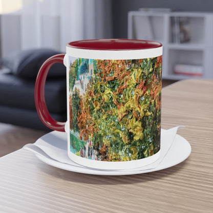 Künstlertasse „Herbstmotiv“ Reproduktion eines Impasto-Ölgemäldes von Monika Taffet