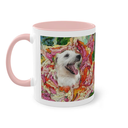 Artist Mug “Parson Jack Russell Terrier Motif (3)” Reproducing Impasto Oil Painting by Monika Taffet