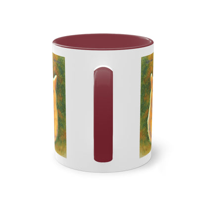 Tasse – Rote Katze mit Bäumen und blauem Himmel im Aquarell-Stil, 325 ml