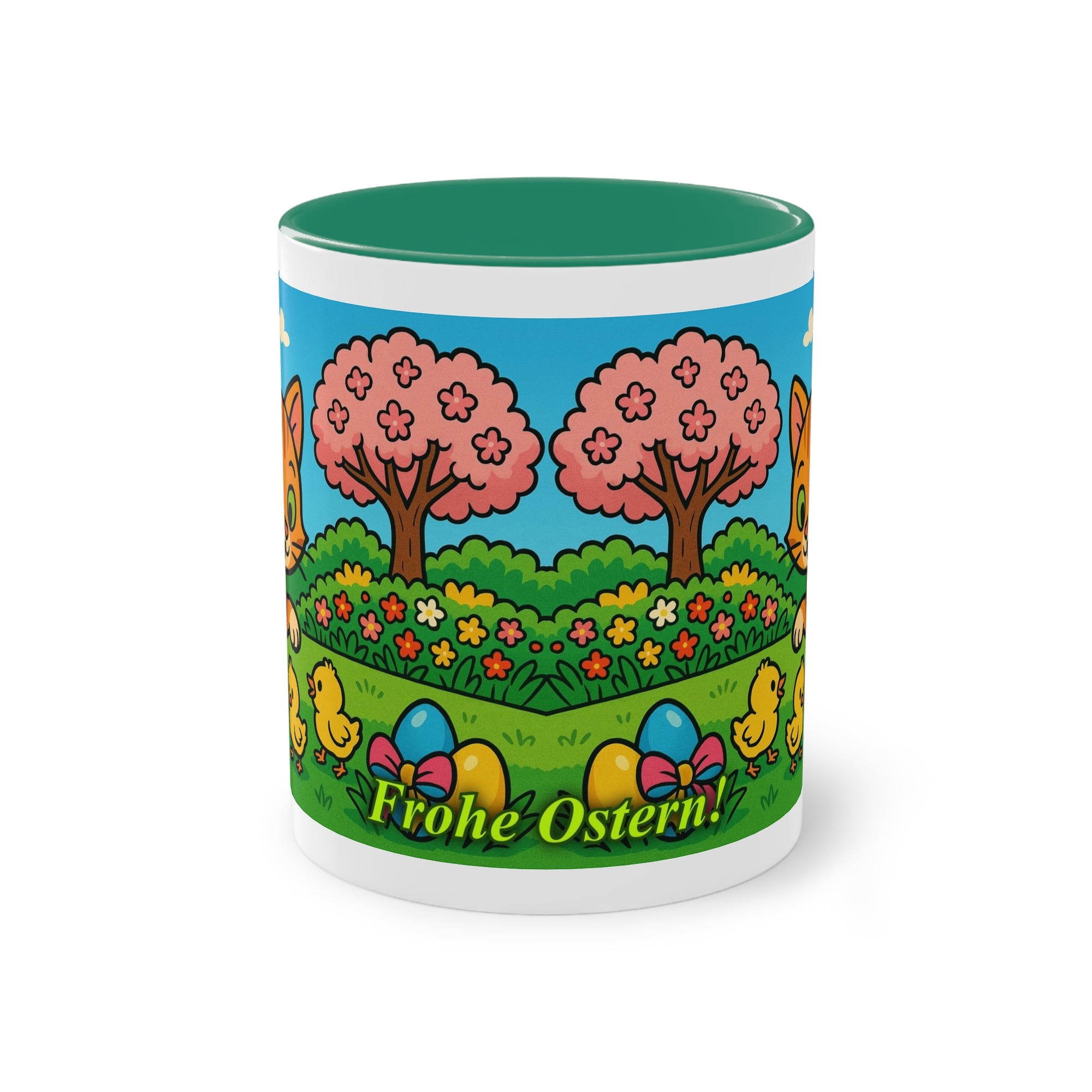 Tasse – „Katze & Küken“, Ostern/Frühling, 325 ml