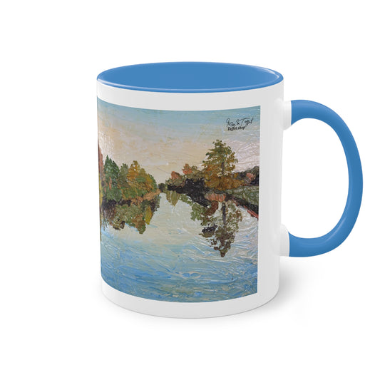 Artist Mug “Blue River Motif” Reproducing Impasto Oil Painting by Monika Taffet