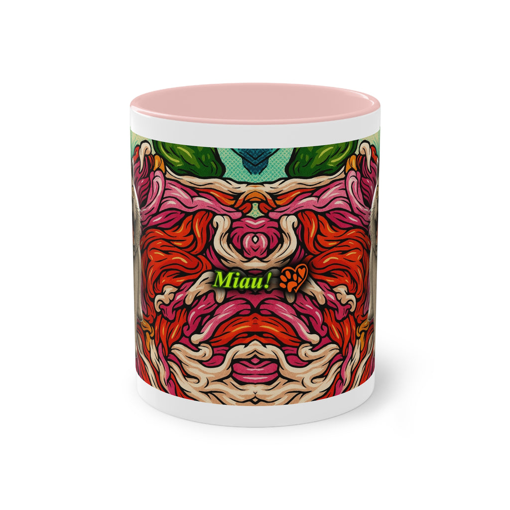Tasse – Katze BKH/BSH mit Blume im Comic-Stil, 325 ml