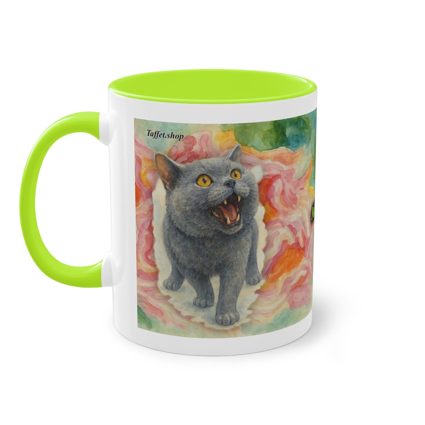 Mug – Cat BKH/BSH with flower in watercolor style, 325 ml