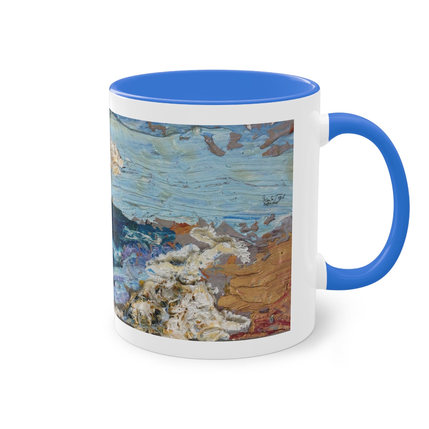 Artist Mug “On The Beach Motif” Reproducing Impasto Oil Painting by Monika Taffet