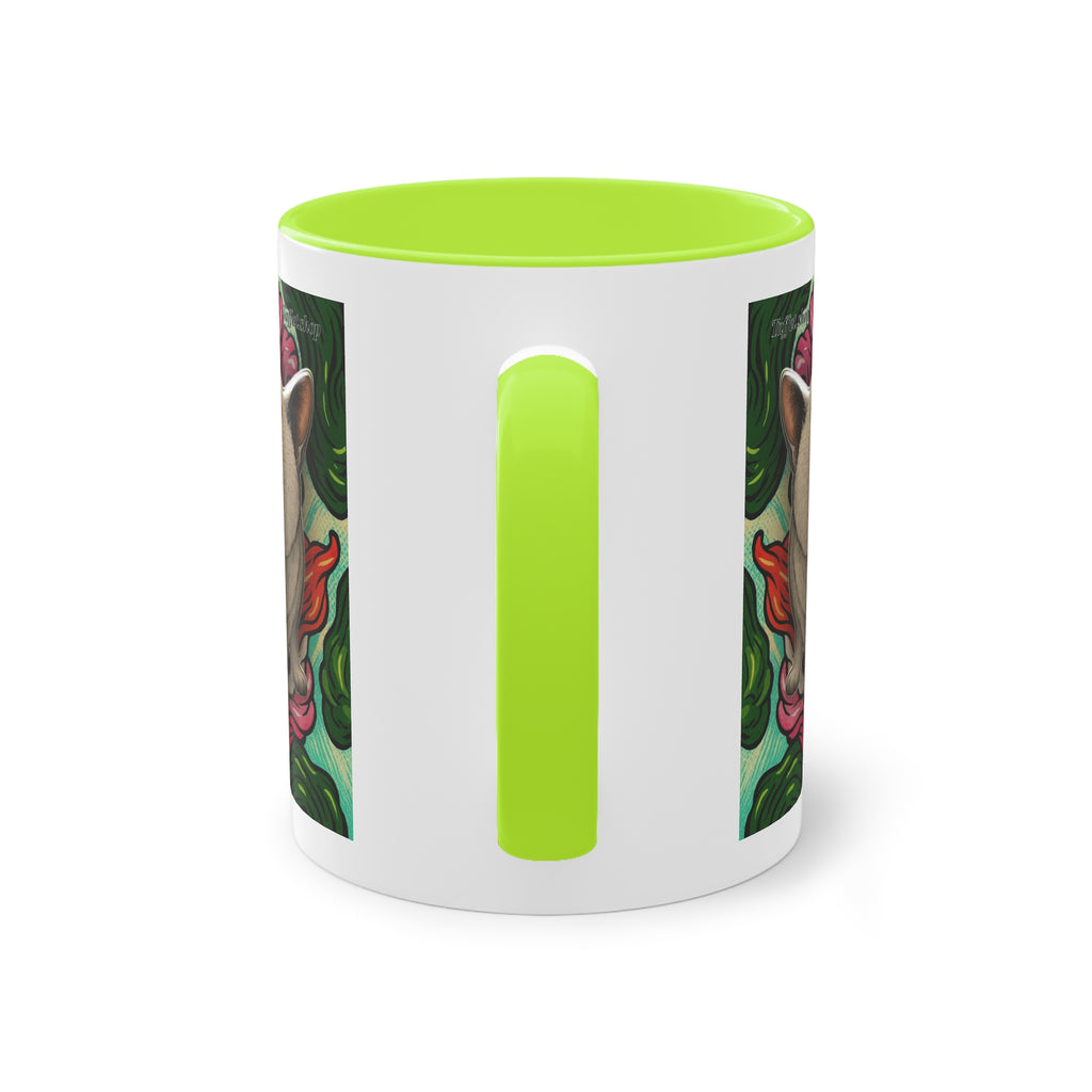 Tasse – Katze BKH/BSH mit Blume im Comic-Stil, 325 ml