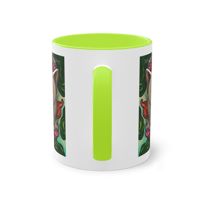 Mug – Cat BKH/BSH with flower in comic style, 325 ml