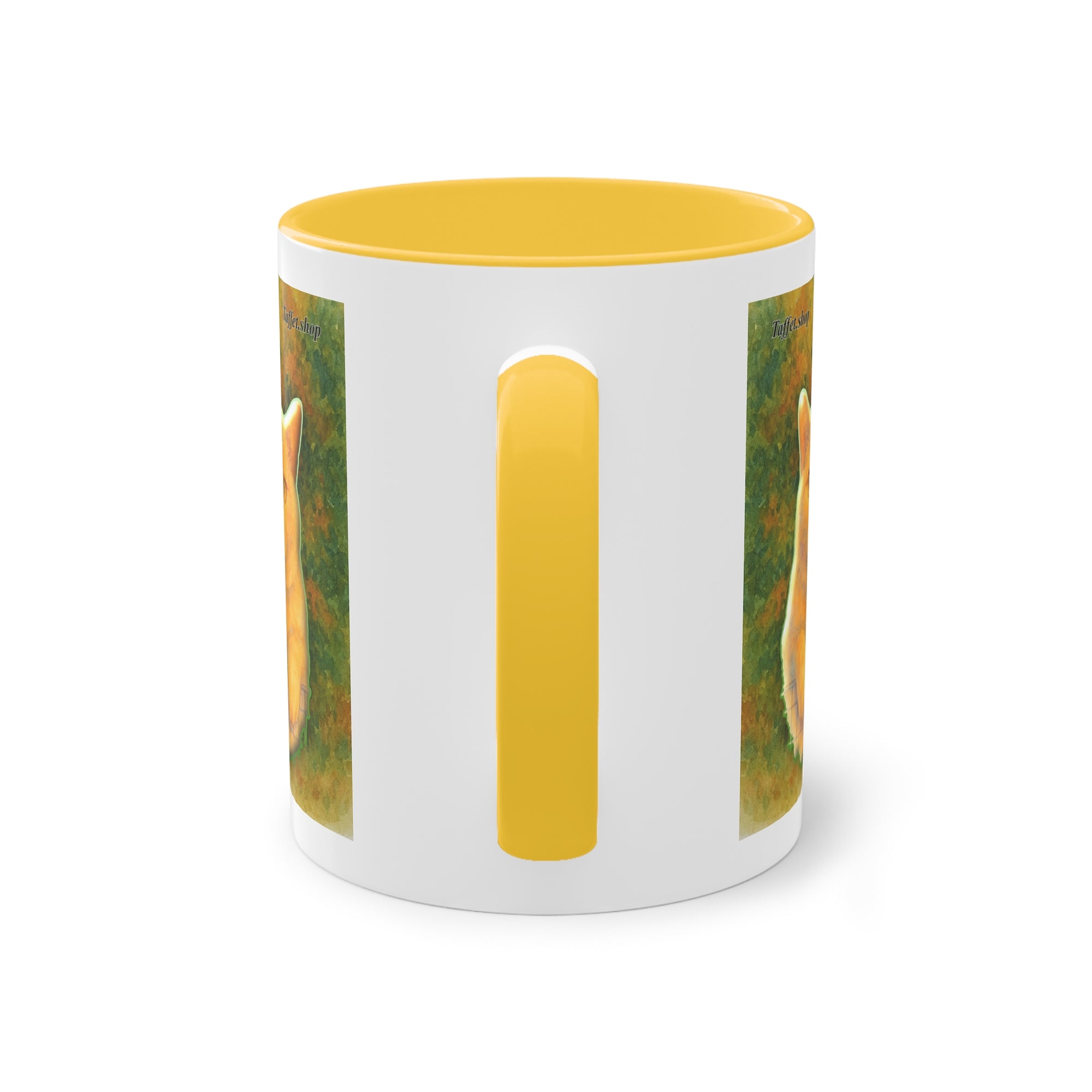 Tasse – Rote Katze mit Bäumen und blauem Himmel im Aquarell-Stil, 325 ml