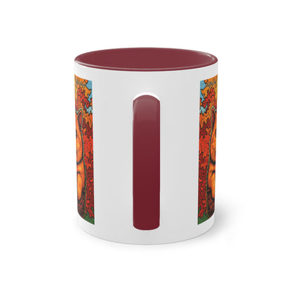 Tasse – Rote Katze mit Bäumen und blauem Himmel im Comic-Stil, 325 ml