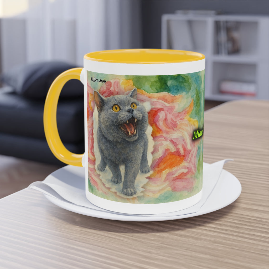 Tasse – Katze BKH/BSH mit Blume im Aquarell-Stil, 325 ml