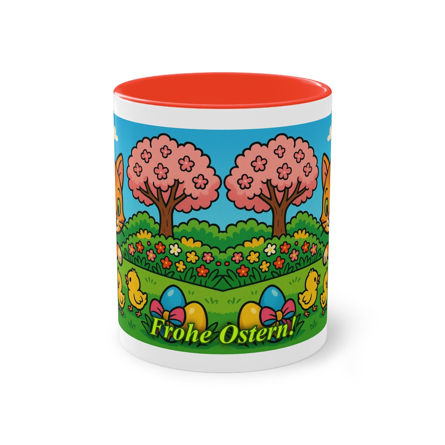 Mug – “Cat &amp; Chicks”, Easter/Spring, 325 ml