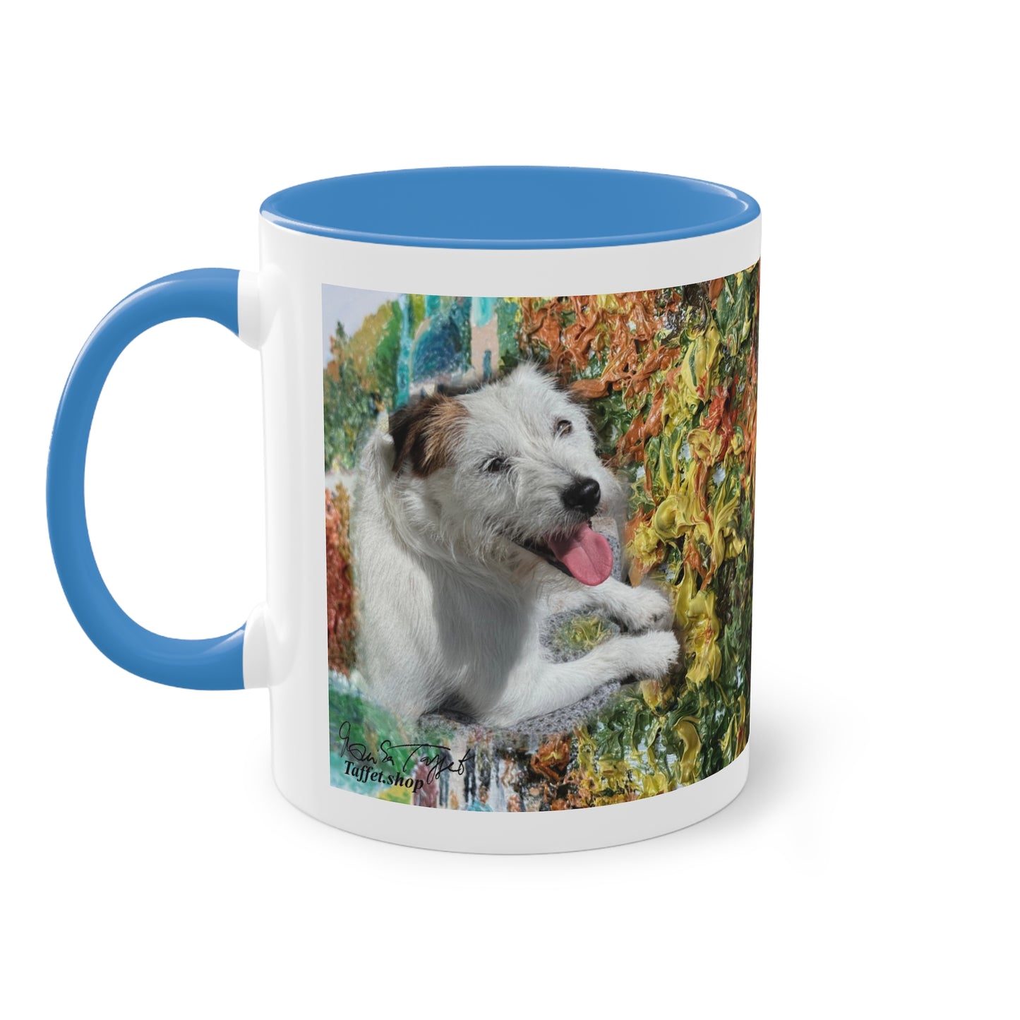 Artist Mug “Parson Jack Russell Terrier Motif (1)” Reproducing Impasto Oil Painting by Monika Taffet