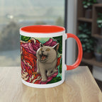 Tasse – Katze BKH/BSH mit Blume im Comic-Stil, 325 ml